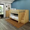 DAPPER Full over Full Low Bunk Bed with Stairs