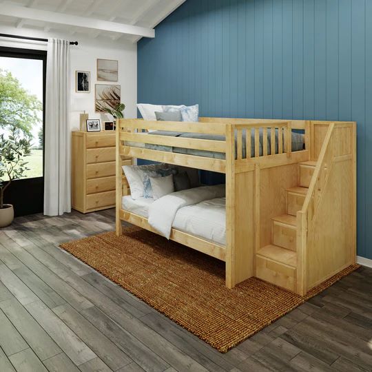 Full Low Bunk Bed with Stairs