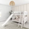 Full over Full Medium Bunk Bed with Slide and Angled Ladder