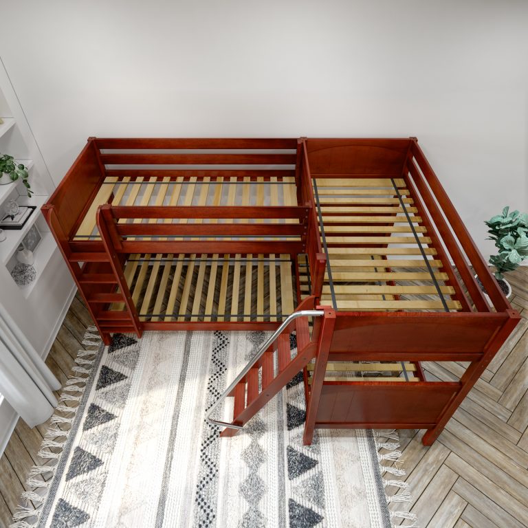 QUATTRO Chestnutl with PANEL bed Above view – NO mattress to show slats quattro chestnutl with panel bed above view no mattress to show slats