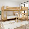 Solid Wood Quattro Twin over Twin High Corner Bunk with Ladders