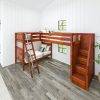 Solid Wood Maxtrix Troika Twin High Corner Loft Bunk with Ladder and Stairs