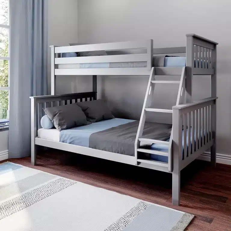 Solid Wood Max and Lily Twin Over Full Bunk Bed in Grey