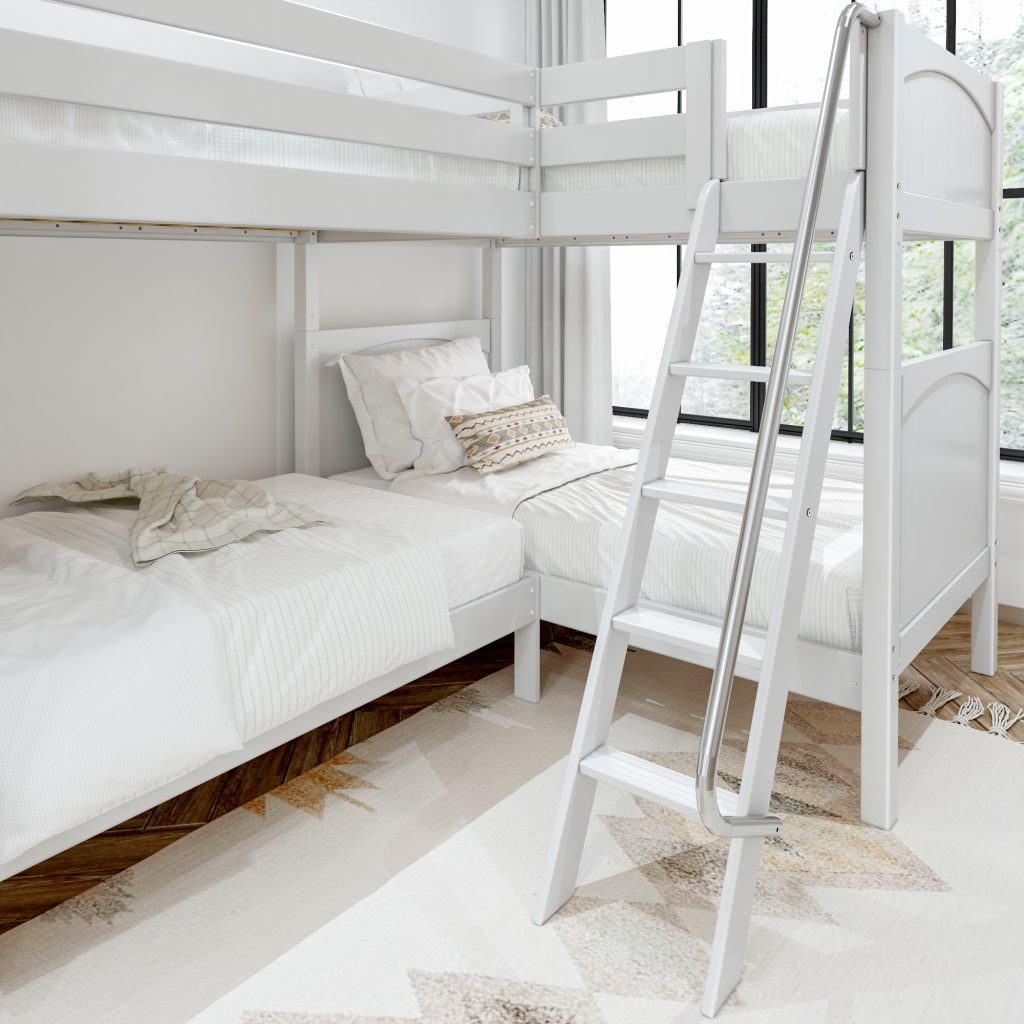 Quattro White With Panel Bed Angle Ladder Full View