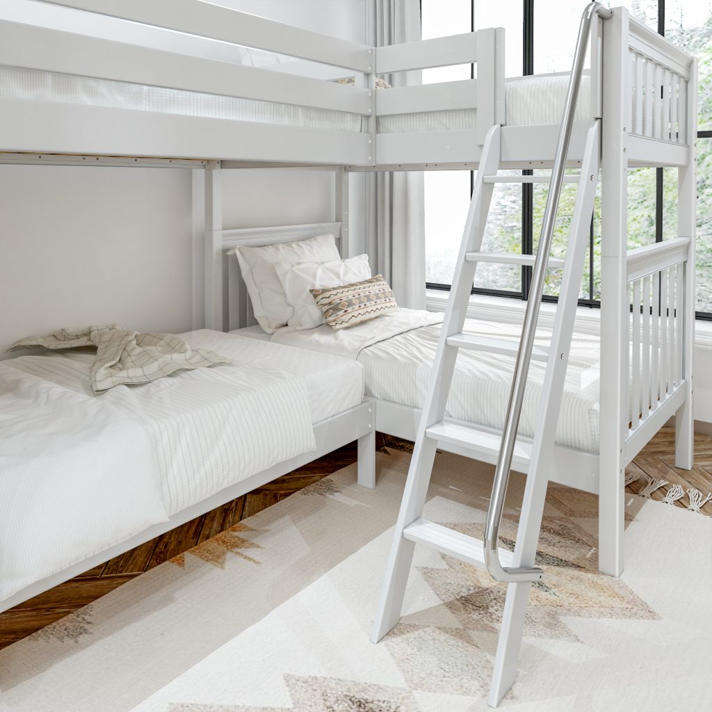 Quattro White With Slat Bed Angle Ladder Full View