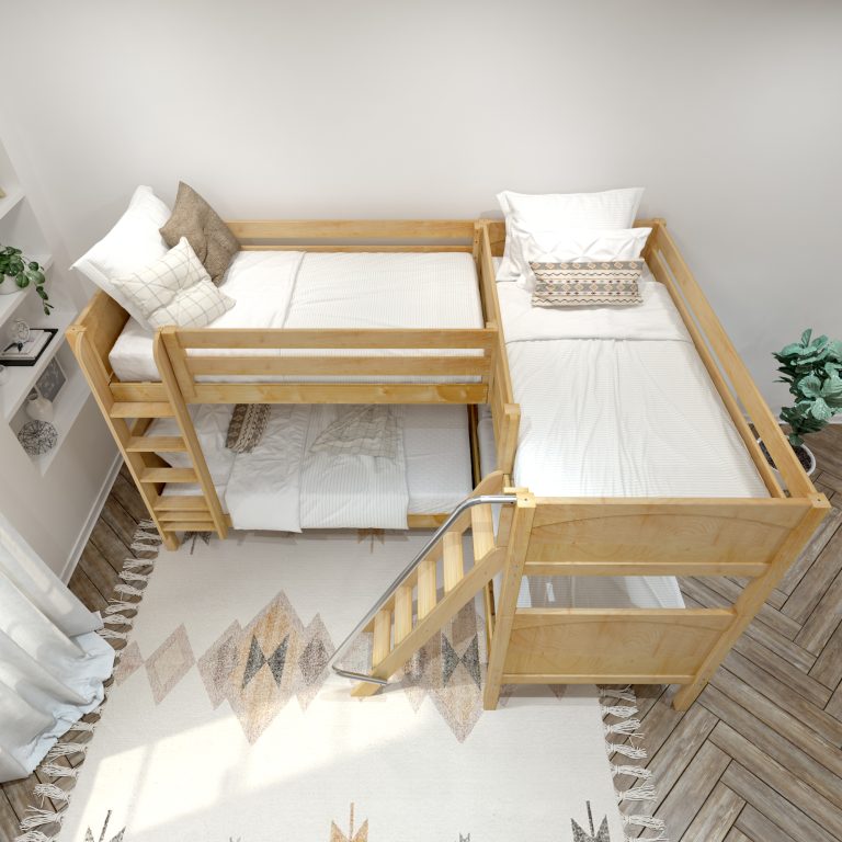 quattro natural with panel bed above view dressed with bedding