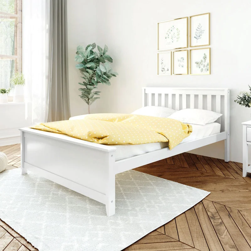 SOLID WOOD FULL SIZE PLATFORM BED IN WHITE FINISH