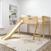 Solid Wood Maxtrix Wow NS Twin Low Loft Bed With Slide In Natural