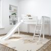 Solid Wood Maxtrix Wow WS Twin Low Loft Bed With Slide In White