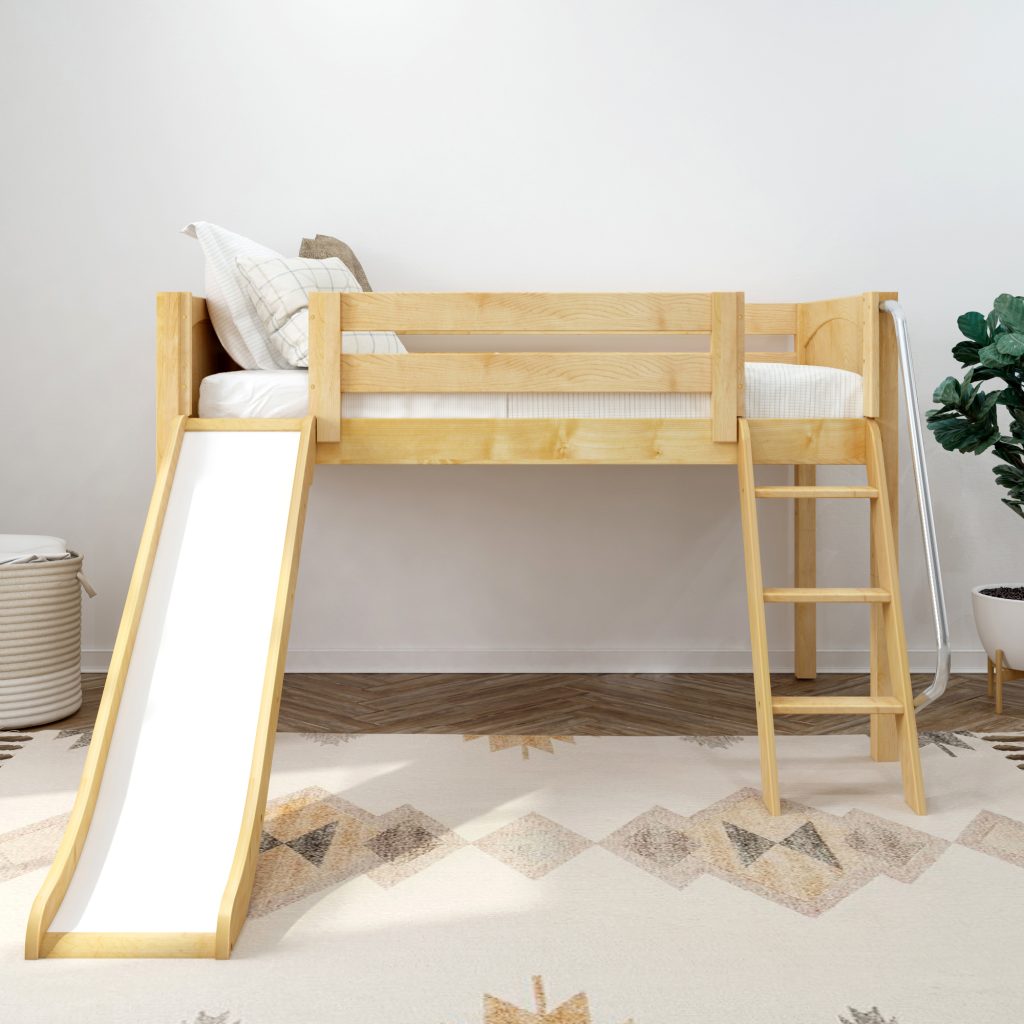 Maxtrix Wow Np Twin Low Loft Bed With Slide In Natural - Image 2