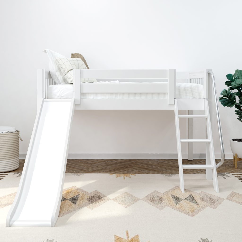 Maxtrix Wow WS Twin Low Loft Bed With Slide In White - Image 3