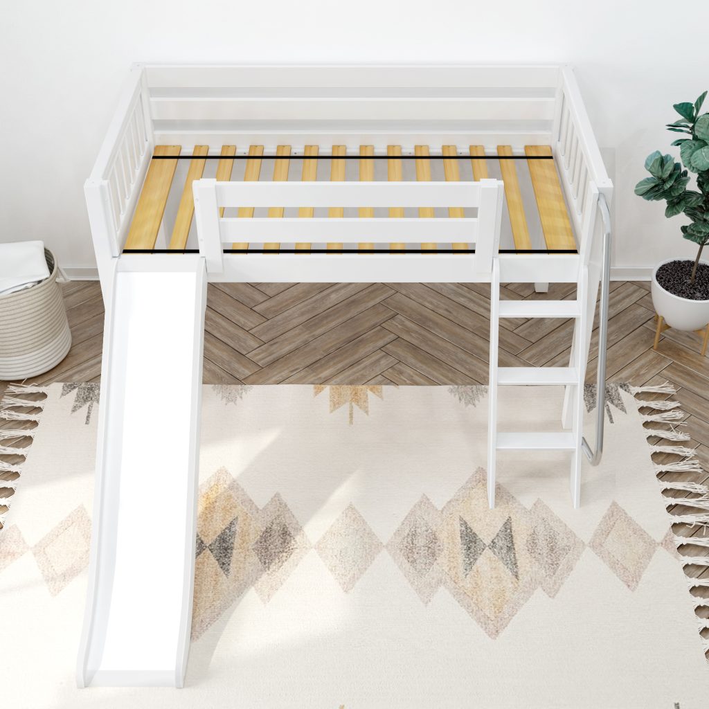 Maxtrix Wow WS Twin Low Loft Bed With Slide In White - Image 7