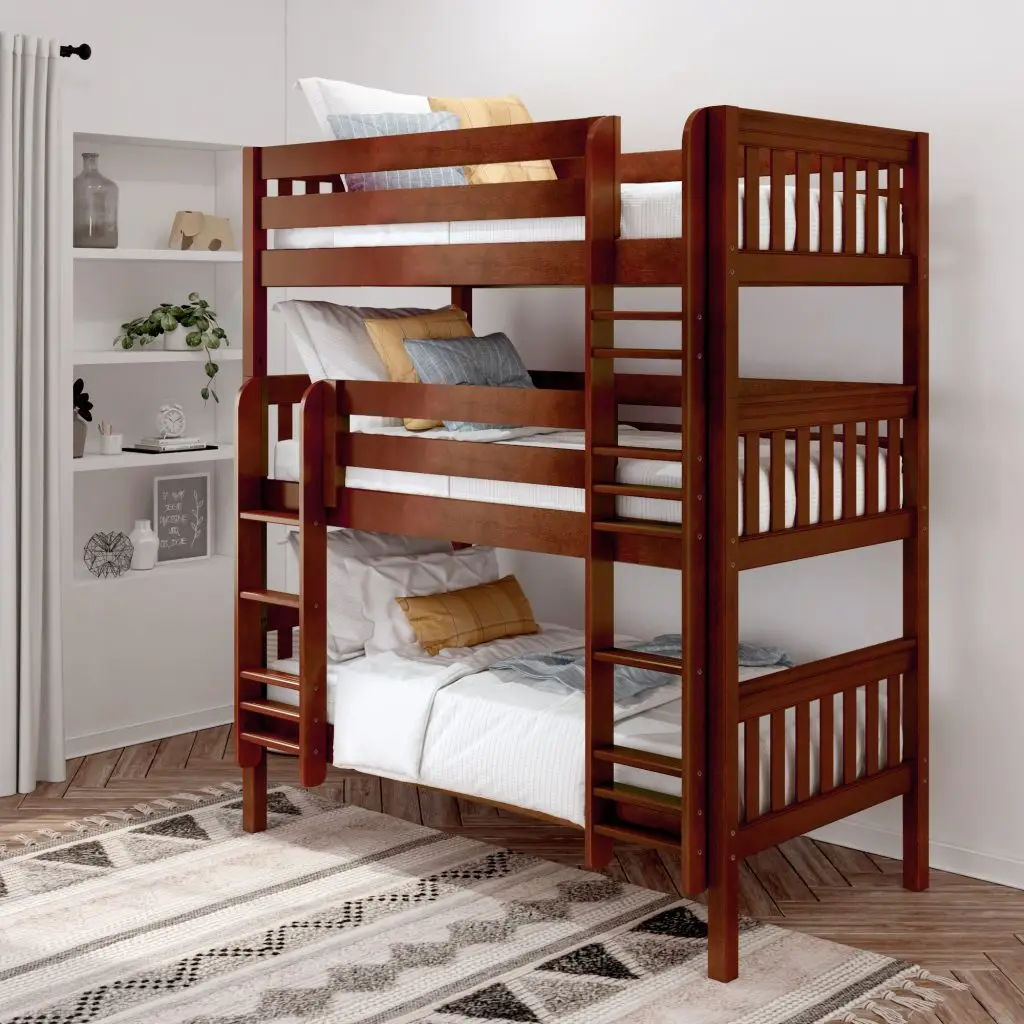 Twin XL Triple Bunk Bed with Straight Ladders - Image 2