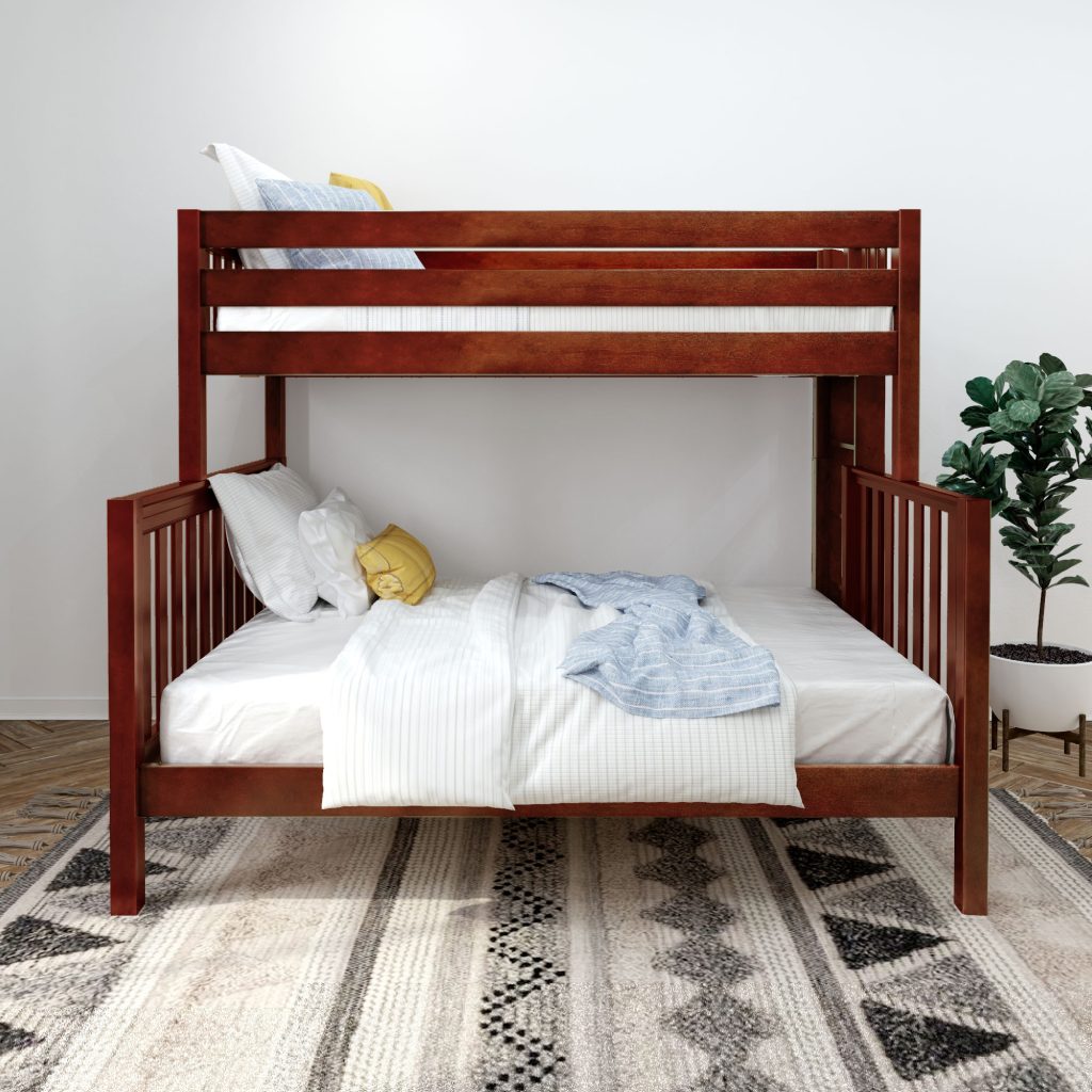 Twin XL over Queen High Bunk Bed In White with Straight Ladder on End - Image 2