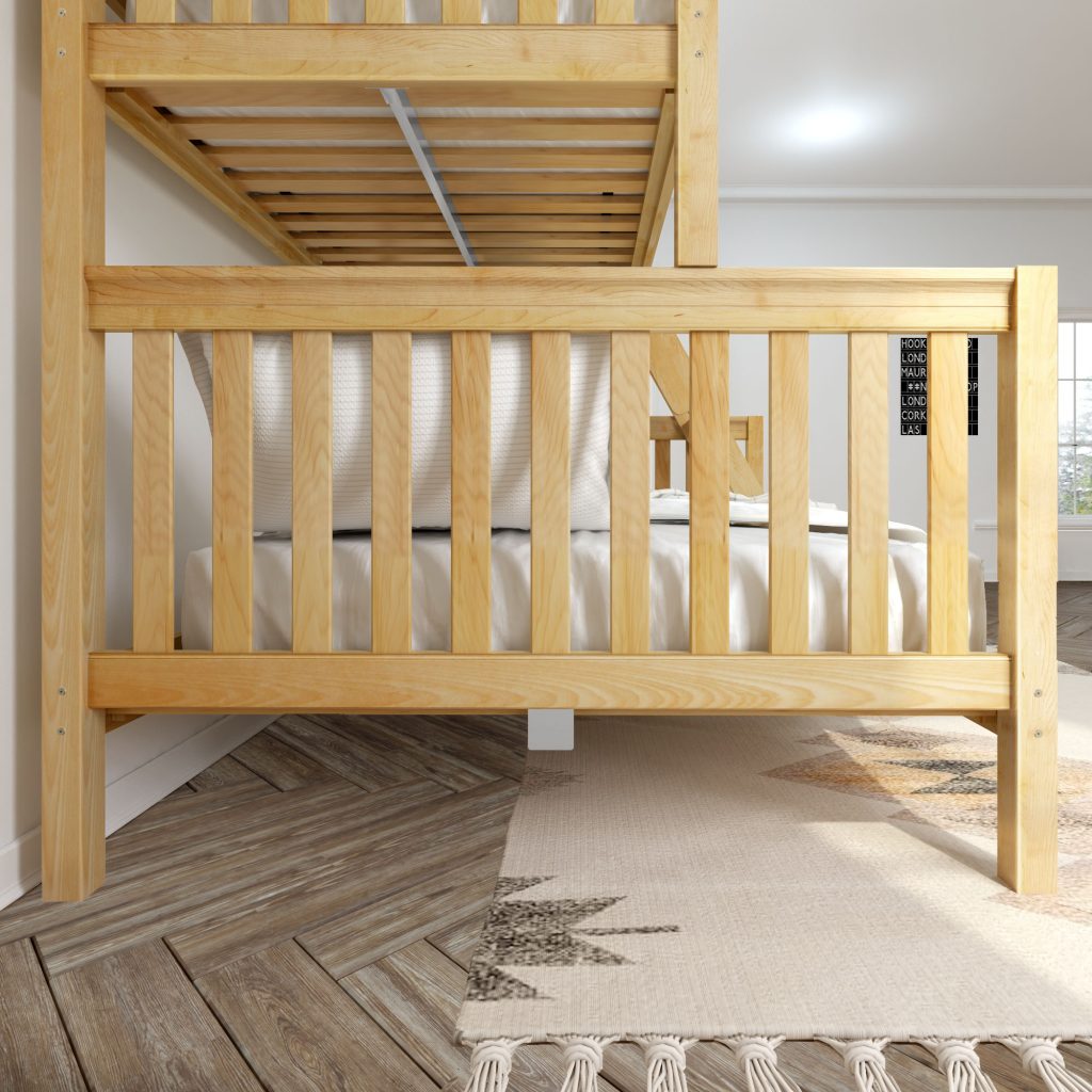 Twin XL over Queen High Bunk Bed In White with Straight Ladder on End - Image 3