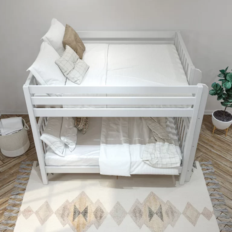 Queen High Bunk Bed In White with Straight Ladder