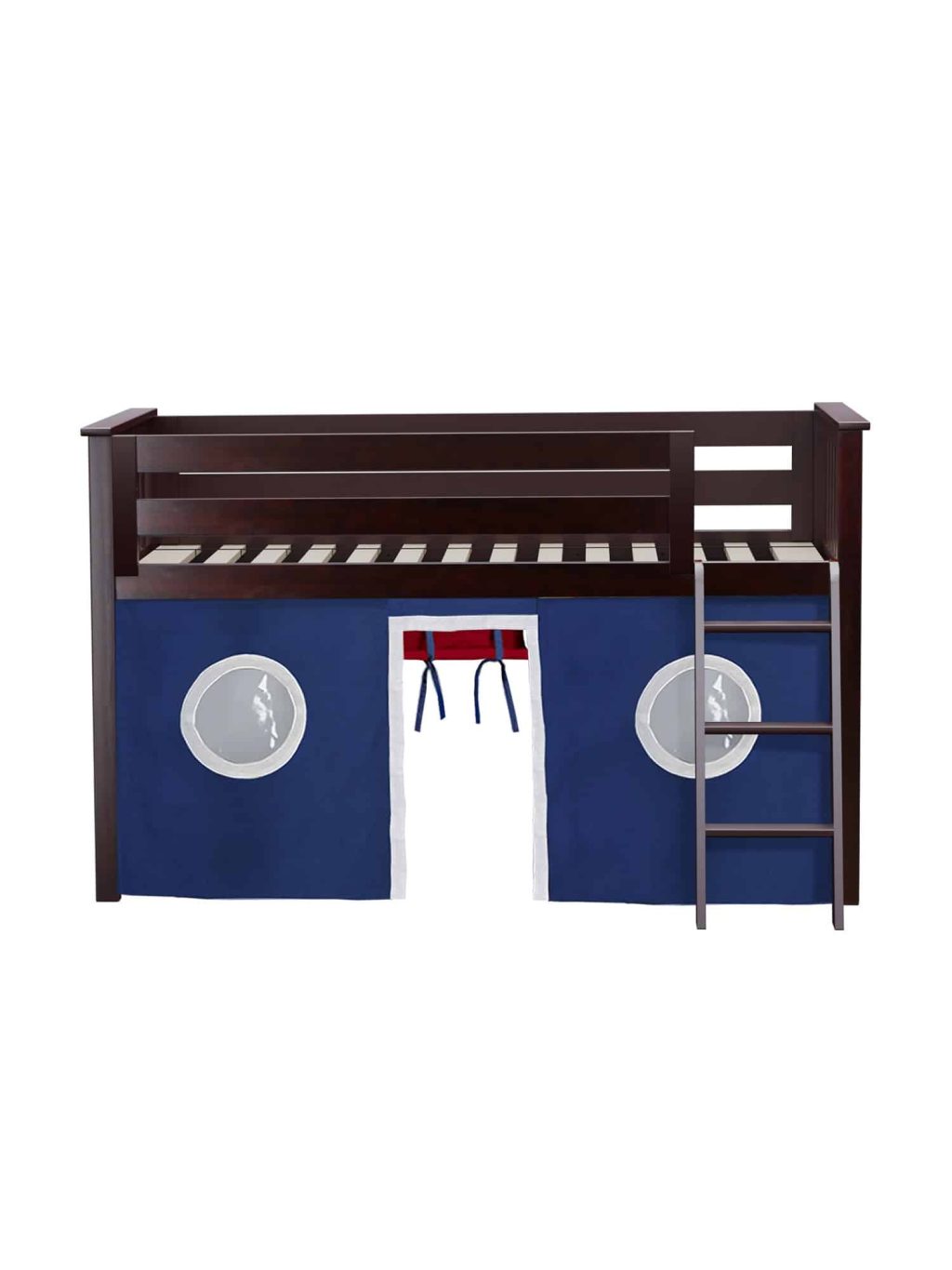 Max and Lily Twin Low Loft Bed with Curtain In Espresso - Image 3