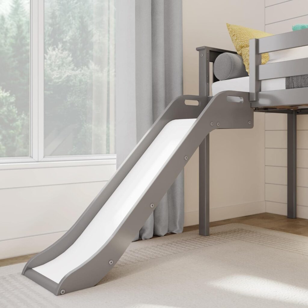 Max And Lily Twin Low Loft Bed With Slide In Grey - Image 7