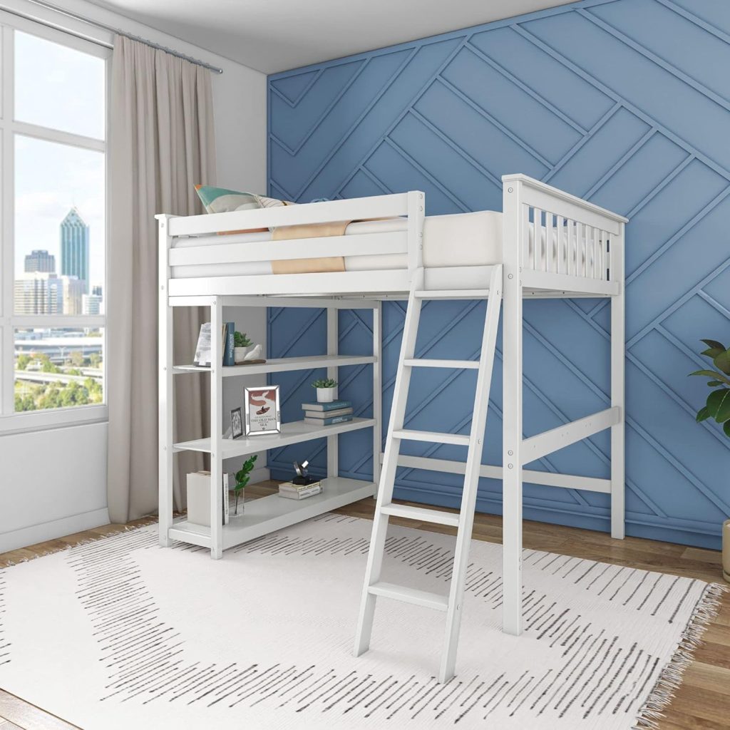 Max And Lily Full Loft Bed With Bookcase