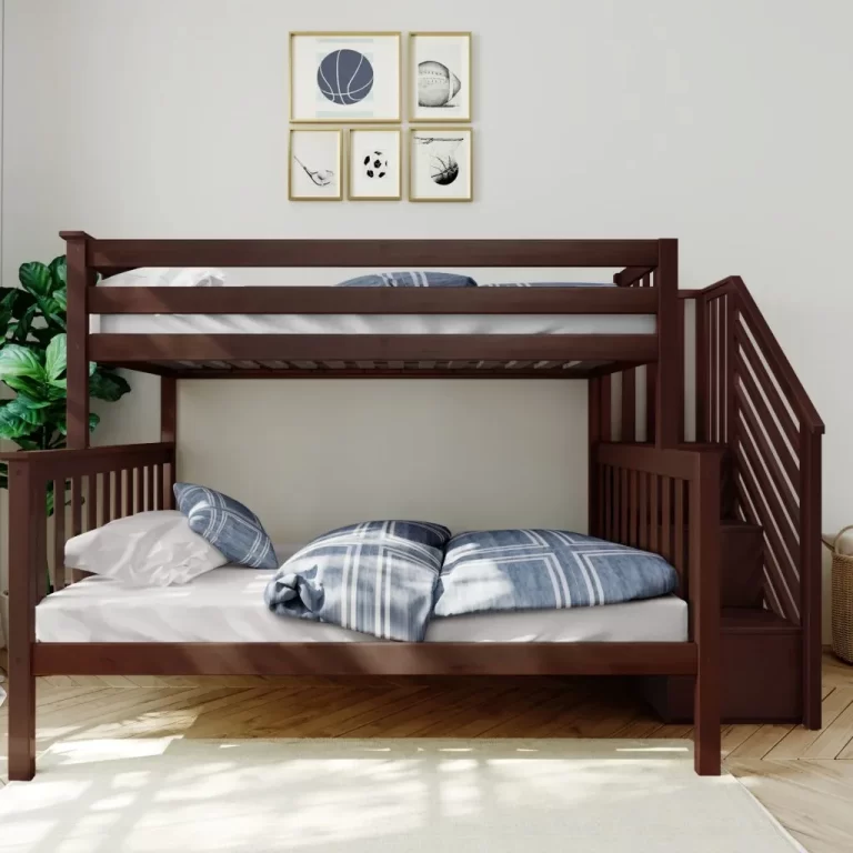 Twin Over Full Bunk Bed with Stairs in Espresso