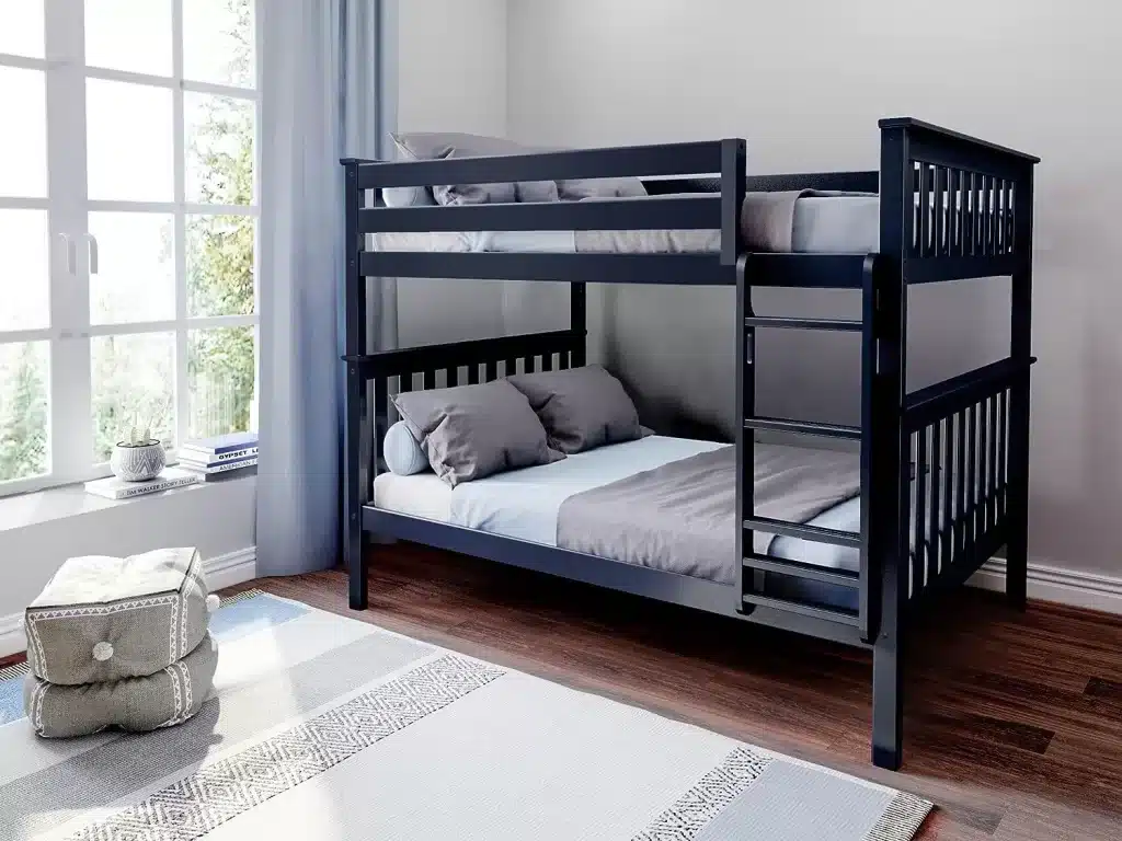 Max & Lily Blue Full over Full Bunk Bed with storage drawers
