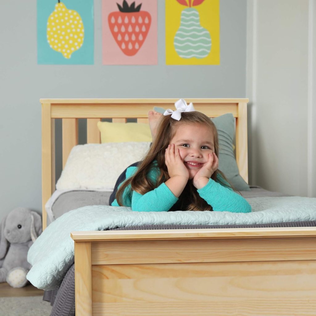 Max and Lily Twin Bed with Slatted Headboard and Storage In Natural Finish - Image 4