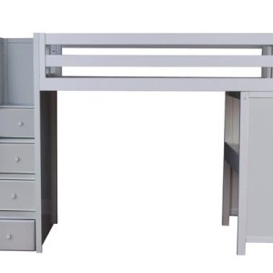 BRIGHTON GREY / TWIN LOFT BED WITH STAIRS & DESK