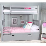 SOLID WOOD TWIN OVER FULL BUNK BED IN GREY WITH TRUNDLE BED