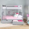 SOLID WOOD TWIN OVER FULL BUNK BED IN GREY WITH STORAGE