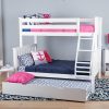 SOLID WOOD TWIN OVER FULL BUNK BED IN WHITE WITH TRUNDLE BED