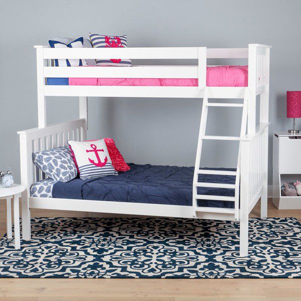 SOLID WOOD TWIN OVER FULL BUNK BED IN WHITE FINISH
