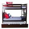 SOLID WOOD FULL OVER FULL BUNK BED IN ESPRESSO WITH TRUNDLE BED