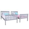 SOLID WOOD TWIN OVER TWIN BUNK BED IN GREY WITH STORAGE