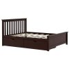SOLID WOOD FULL SIZE PLATFORM BED IN ESPRESSO FINISH WITH STORAGE