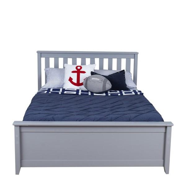 SOLID WOOD FULL SIZE PLATFORM BED IN GREY FINISH WITH STORAGE