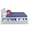 SOLID WOOD FULL SIZE PLATFORM BED IN GREY FINISH WITH STORAGE
