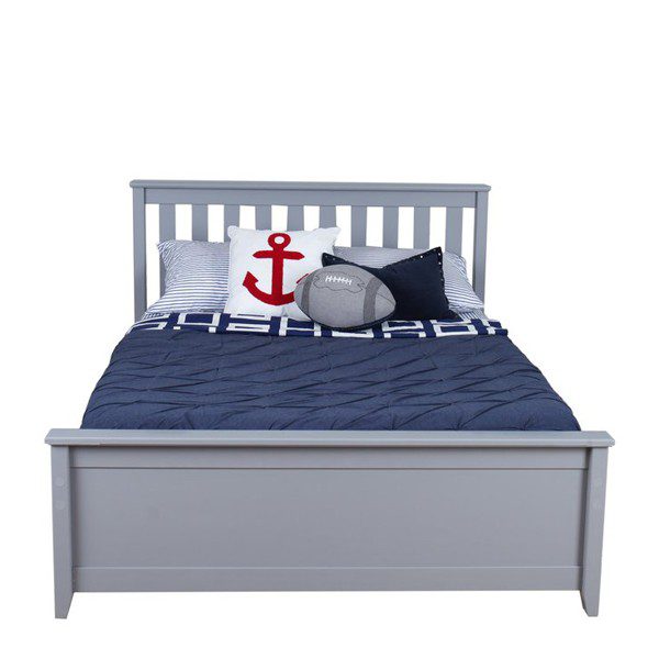 SOLID WOOD FULL SIZE PLATFORM BED IN GREY FINISH WITH TRUNDLE BED