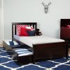 SOLID WOOD TWIN SIZE  PLATFORM BED IN ESPRESSO FINISH WITH STORAGE