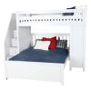 BRIGHTON 1 WHITE / TWIN LOFT BED OVER FULL BED WITH STAIRS& DESK