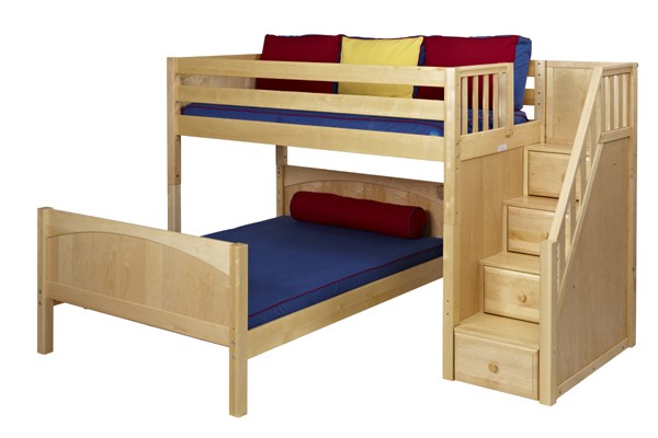 WIGGLE / TWIN OVER DOUBLE BUNK BED WITH STAIRS
