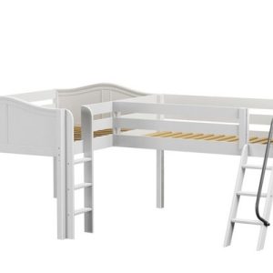 DUET / LOW CORNER LOFT BED / TWIN+DOUBLE WITH LADDERS