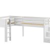 TANDEM / LOW CORNER LOFT BED / TWIN+TWIN WITH LADDER & STAIRS