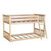 MAX AND LILY SOLID WOOD TWIN OVER TWIN LOW BUNK BED IN NATURAL FINISH