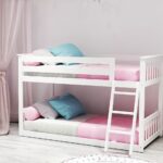 MAX AND LILY SOLID WOOD TWIN OVER TWIN LOW BUNK BED IN WHITE FINISH