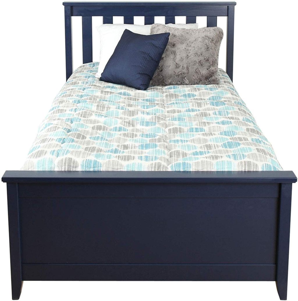 SOLID WOOD TWIN SIZE  PLATFORM BED IN BLUE FINISH WITH STORAGE
