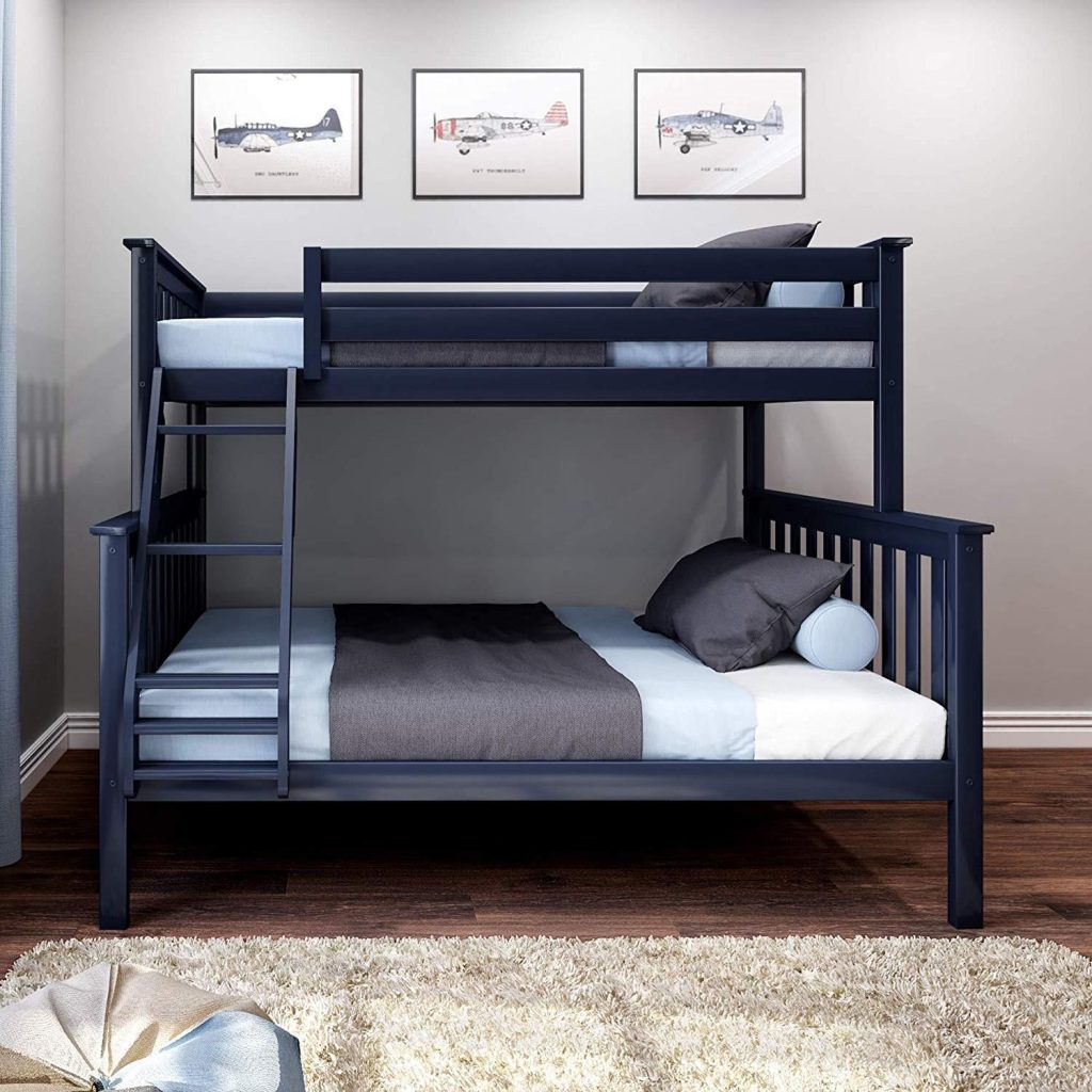 SOLID WOOD TWIN OVER FULL BUNK BED IN BLUE FINISH