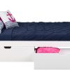 SOLID WOOD FULL SIZE PLATFORM BED IN WHITE FINISH WITH STORAGE