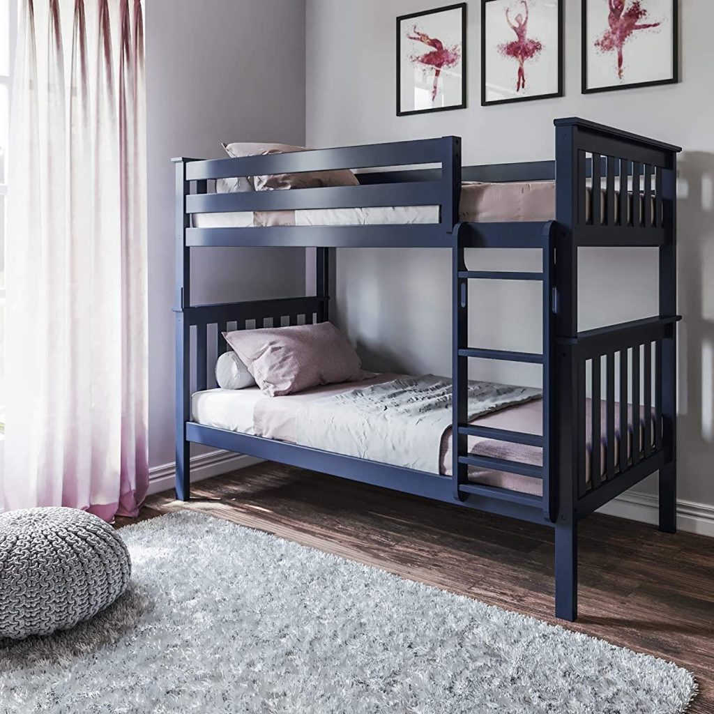 SOLID WOOD TWIN OVER TWIN BUNK BED IN NATURAL FINISH