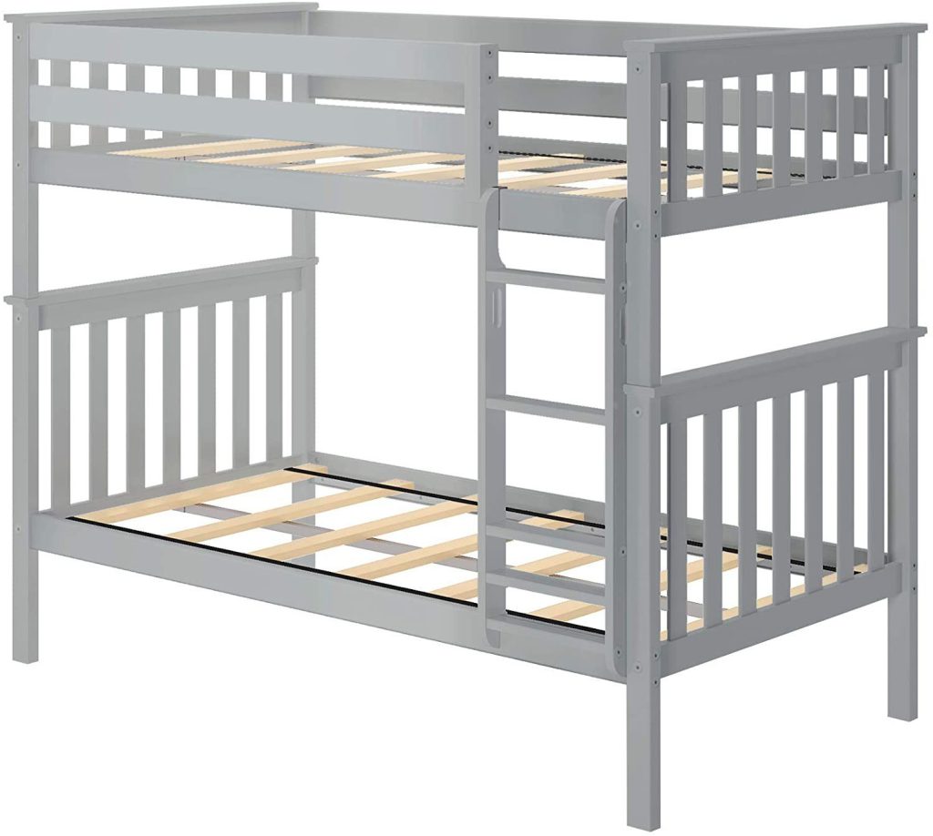 SOLID WOOD TWIN OVER TWIN BUNK BED IN GREY FINISH