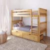 SOLID WOOD TWIN OVER TWIN BUNK BED IN NATURAL WITH STORAGE